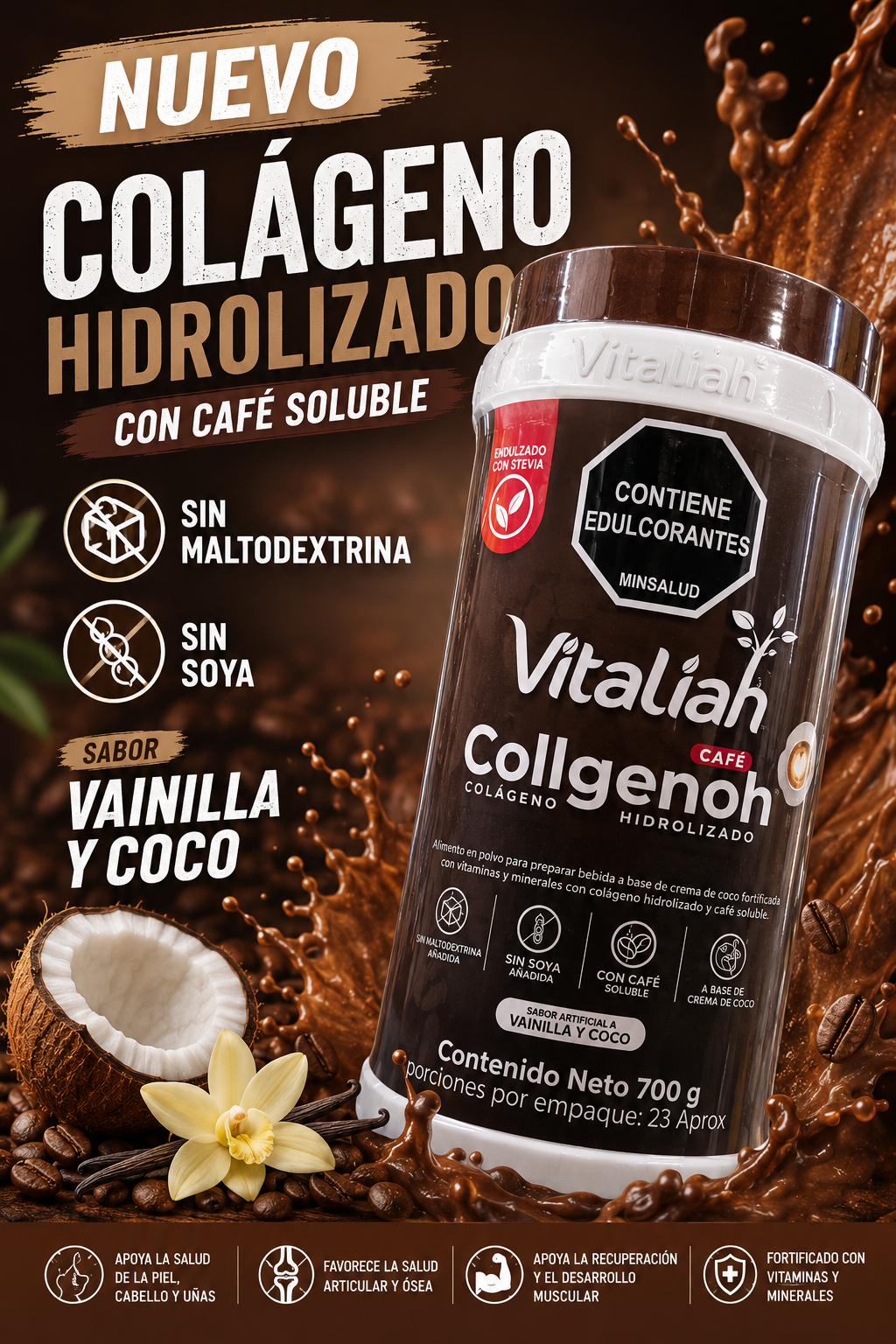 Colageno Hidrolizado con café soluble de vitaliah