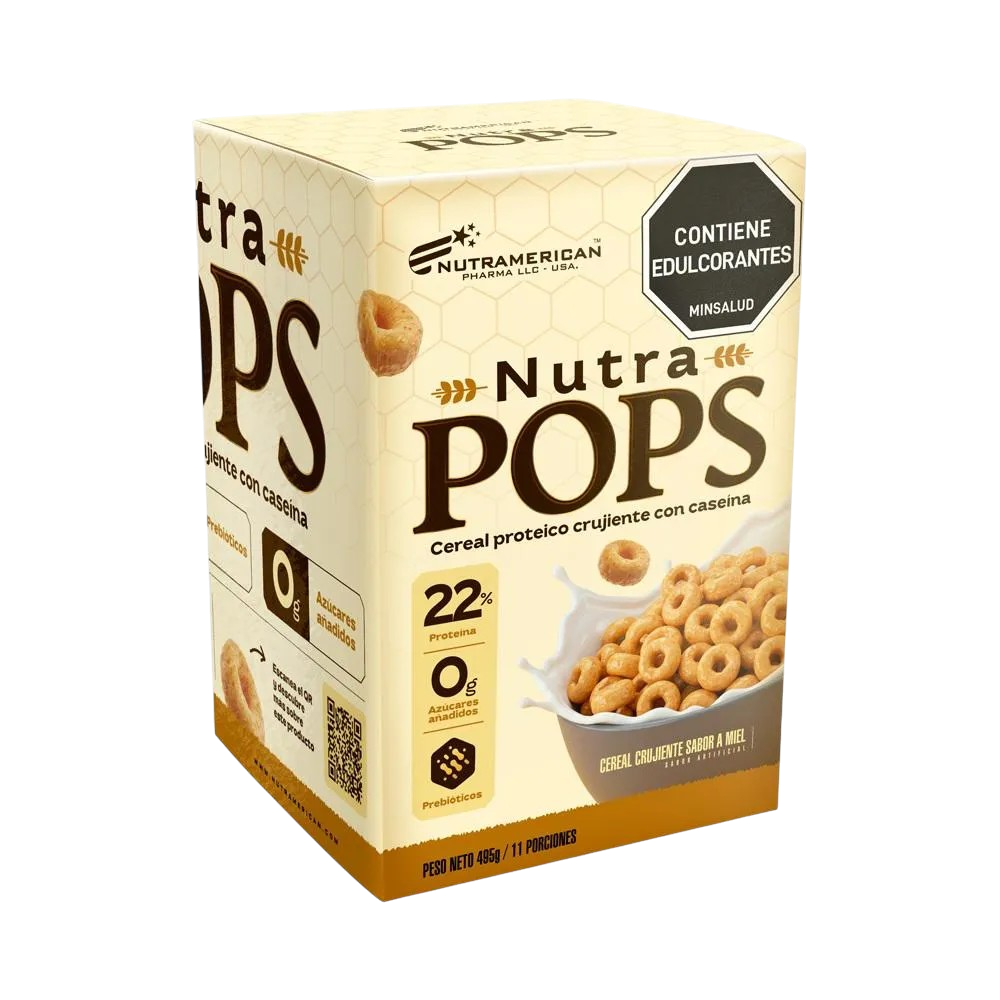 Cereal Proteico Nutra Pops Miel 1 Lb Caja